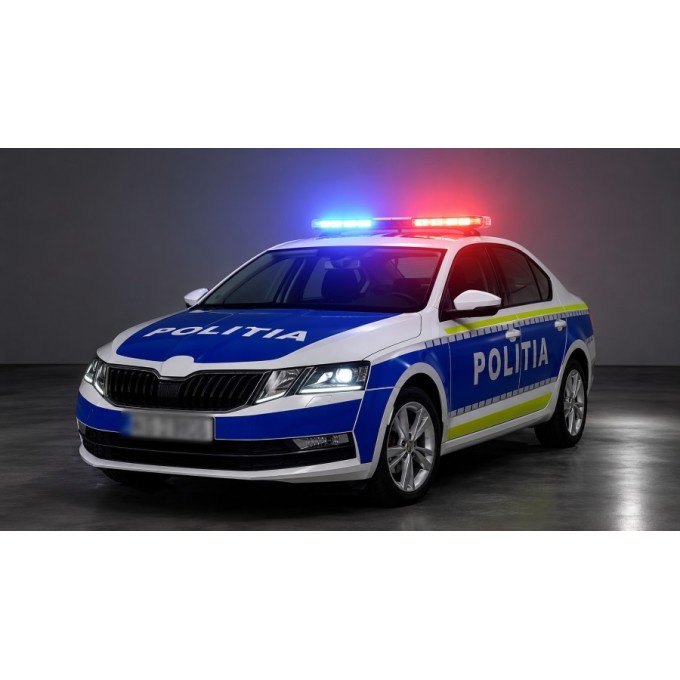 Rampa luminoasa 24 LED-uri, sirena si difuzor, 120 cm - Politie Rampa luminoasa 24 LED-uri, sirena si difuzor, 120 cm - Politie